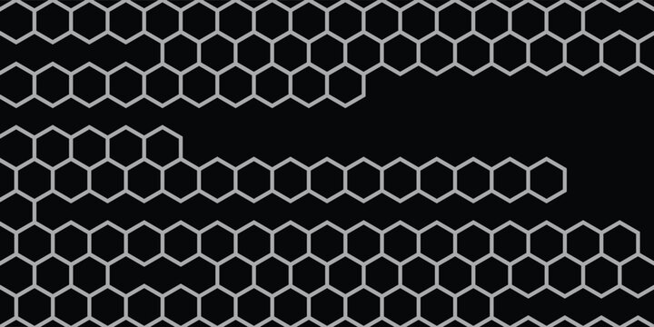 Black Metal Hexagon Grill Texture featuring metallic honeycomb mesh, carbon dark background, industrial steel grate, automotive radiator grill