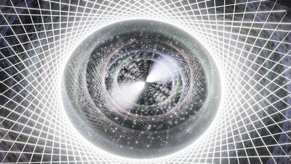 Transparent Glass Sphere with White Grid Light © AMBIKA