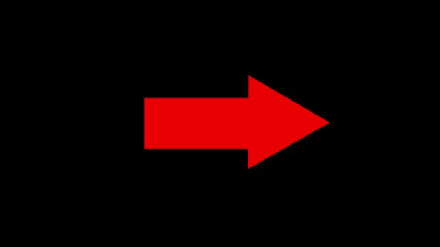 White arrow on black and red background left to right direction animation element 4k video.