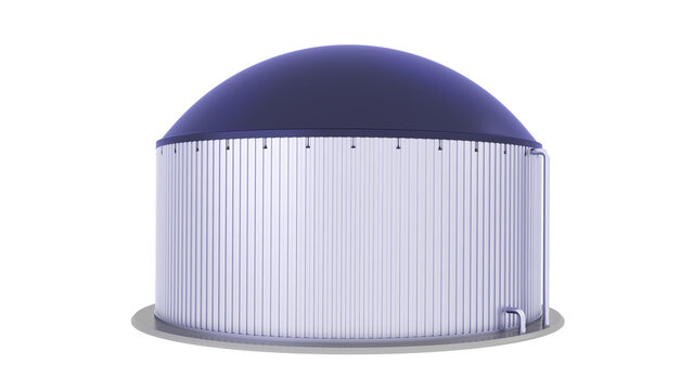 Anaerobic digester - Agricultural Biogas tank. 3D rendering isolated on blue background. Ideal for professionals, educational, engineering design