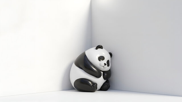Adorable Chubby Panda Cub &ndash; Minimalist 3D Art