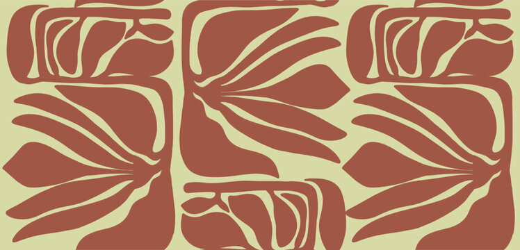 Organic Leaf Pattern Terracotta and Beige Background
