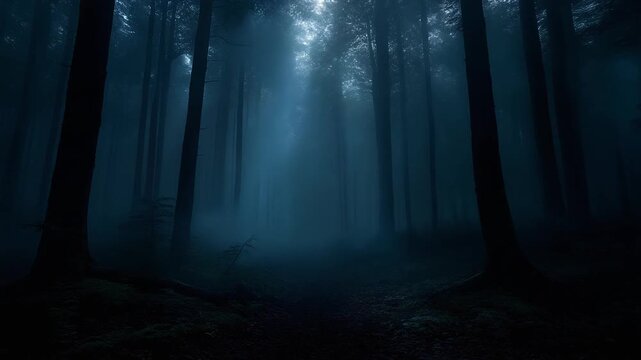 Spooky forest fog thickening timelapse loop shadows stretching gradually