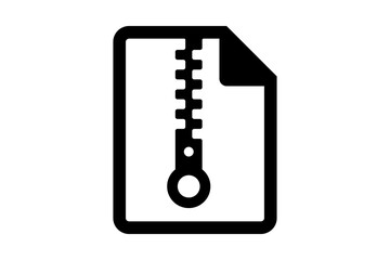 Black Zip Compressed Archive File Icon isolated on transparent background zipper document folder © R.TREANDS