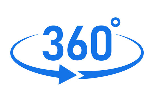 Vibrant Blue 360 Degree Horizontal Panoramic view Icon isolated on transparent background landscape spin