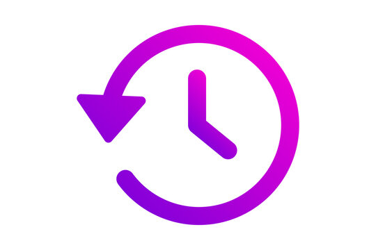 Vibrant Pink Magenta History Clock Counterclockwise Arrow Icon isolated on transparent background time backup recovery