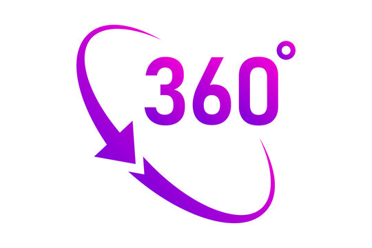 Vibrant Pink Magenta 360 Degree Panoramic View Rotation Icon isolated on transparent background vr display loop