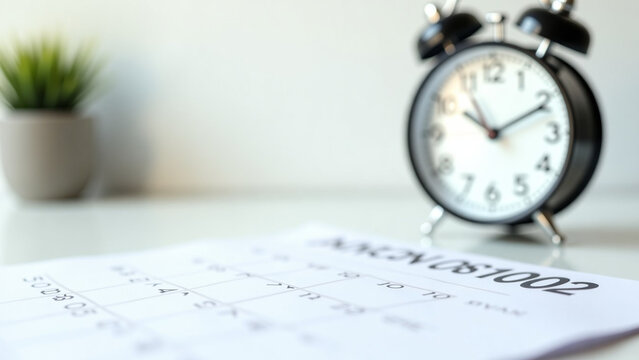 Clock on the white iteration table background planning for business meeting or travel planning concept