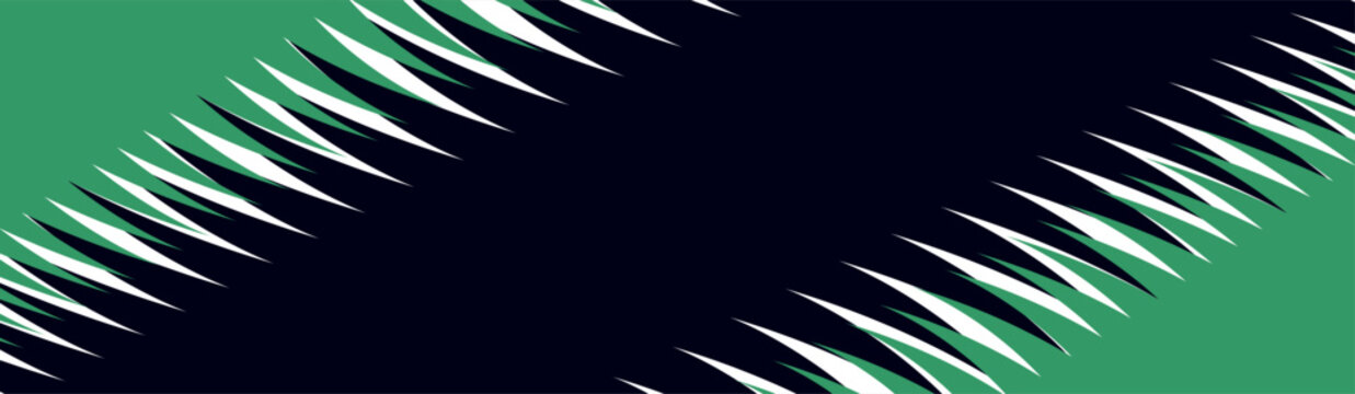 Aggressive green and black geometric jagged tooth pattern horizontal graphic for extreme sports