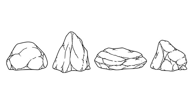 Four rocks in a vector illustration with unique shapes shown