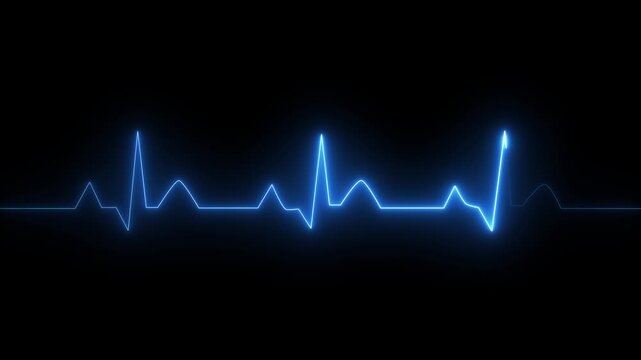 Glowing Neon Heartbeat Signal Icon Animation, ECG Pulse and Heart Monitoring Concept