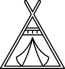 Minimalist Line Art Illustration of a Teepee Tent Icon © teressa