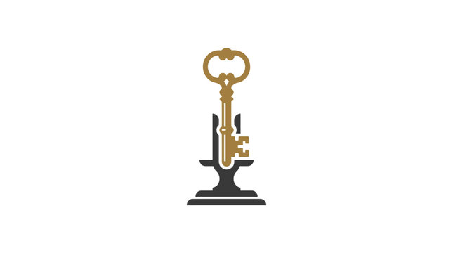 Close up of gold key.