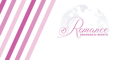 Fototapeta premium August is Romance Awareness Month. Holiday concept. Template for background, banner, card, poster with text inscription. Vector EPS10 illustration. an elegant pink logo reads Romance