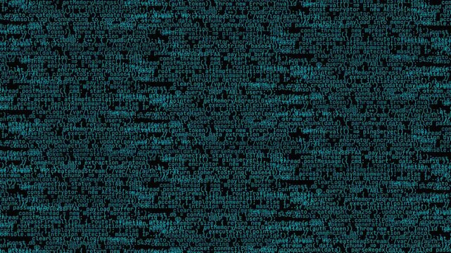 Source code terminal scroll with critical system failure warning icon and digital signal noise artifacts on dark background.
