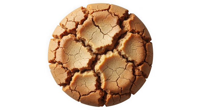 Cracked brown cookie isolated on a transparent background dessert