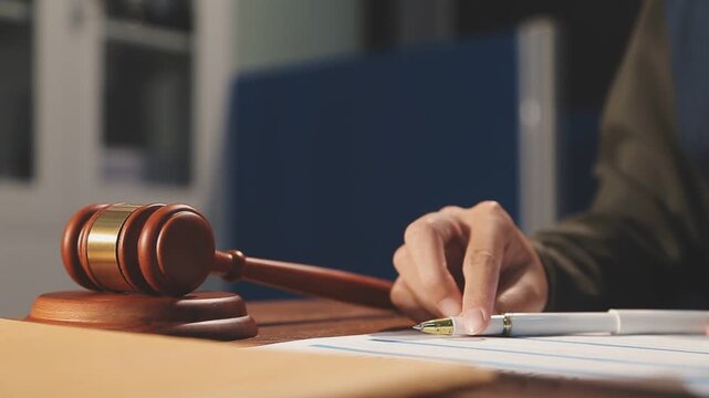 Businesswoman and Male lawyer or judge consult and conference having team meeting with client at law firm in office, Law and Legal services concept
