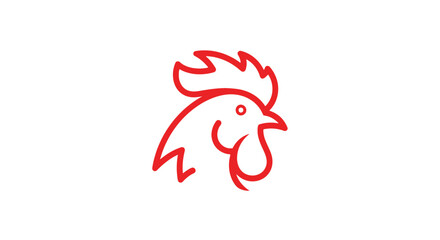 Minimalist Red Rooster Head Line Art Logo © Roy