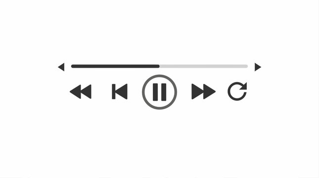 Minimalist Media Player Controls on Clean White Background