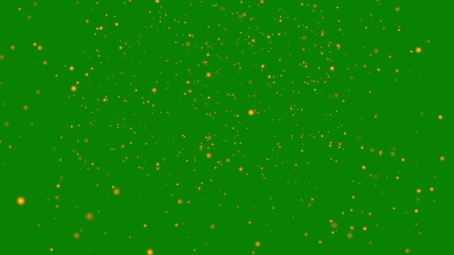 Abstract gold glitter and particle on green background.