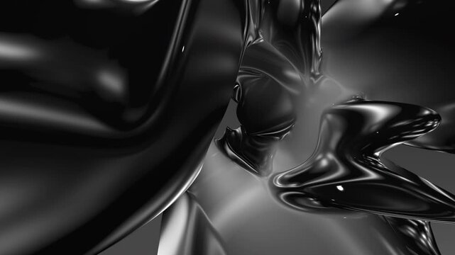 Premium abstract black liquid chrome morphing background with smooth reflective highlights. Engineered for sophisticated sci-fi aesthetics, premium tech brands, and modern motion design.