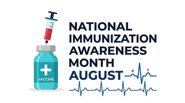 National immunization awareness month medical concept with vaccine syringe