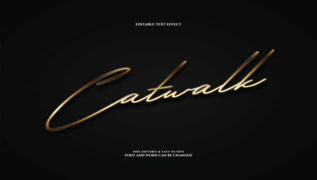 Luxury gold catwalk signature script text effect vector template