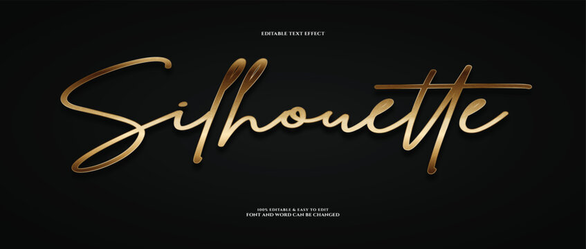 Luxury gold signature script silhouette text effect vector template