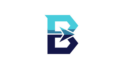 Modern blue letter B with arrow direction logo icon. © Bimo