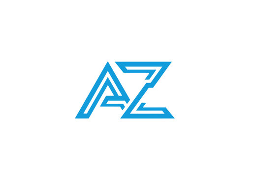 Modern blue geometric AZ monogram letter logo.