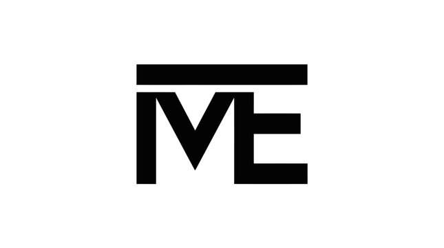 Modern geometric ME monogram black logo.
