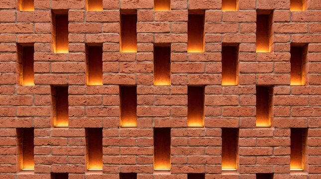 Rustic Brick Weave Seamless Pattern with Warm Terracotta Texture