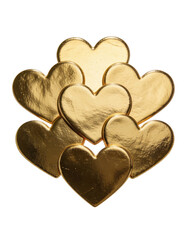 Obraz premium Gold Hearts Cluster Transparent Background