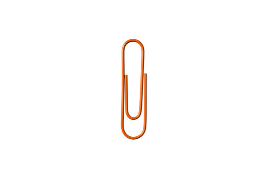 Orange Metallic Paper Clip Isolated on Transparent Background PNG