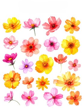Vibrant Painted Flowers Collection in Bright Colors