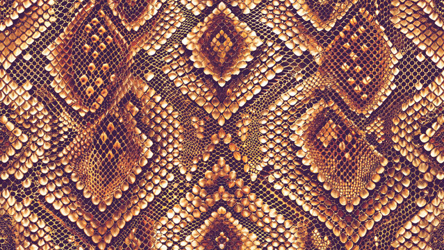 Seamless brown snakeskin leather pattern background