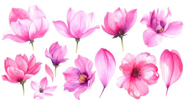 Vibrant Pink Flower Collection Floating Petals