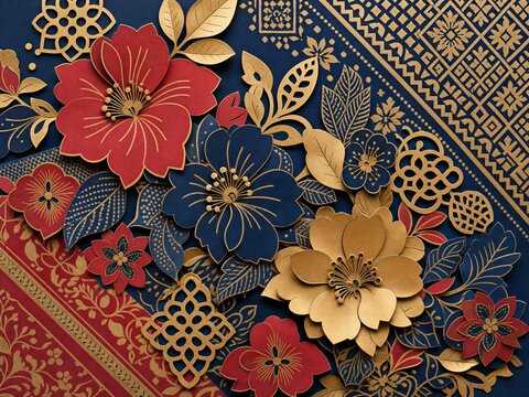 Layered Paper Cut Batik Motif Design for Malaysian Heritage Celebrations