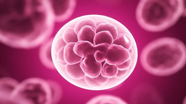 Microscopic view of embryonic cell division and development during early pregnancy