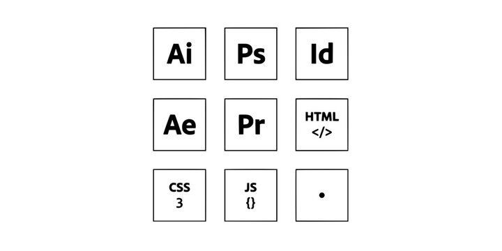 Nine Square Icons Arranged in a 3x3 Grid Each Containing Text or Symbols Featuring Icon, Symbol, Design with Vector and Graphic