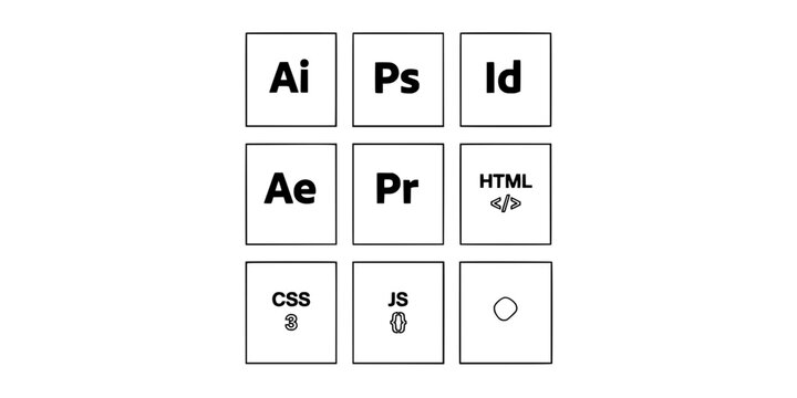 Nine Square Icons Arranged in a 3x3 Grid Each Containing Software Logos and Symbols Featuring Icon, Logo, Design with Symbol