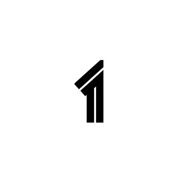 Modern Minimalist Number One Monogram Logo Design Featuring Sharp Geometric Parallel Lines and Clean Bold Aesthetic