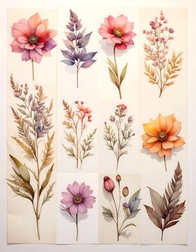 Colorful Botanical Flower Study Collection