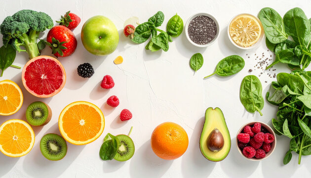 Healthy Fruits and Vegetables Flat Lay