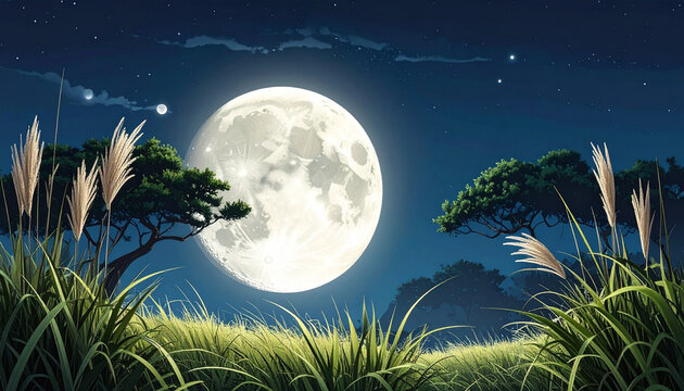 Moonlit Tropical Landscape