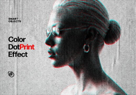 Color Dot Print Effect For Poster And Social Media Design