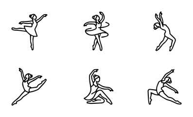 Obraz premium Ballet Dancer Poses Vector Set, Elegant Female Dancer Silhouettes, Graceful Movement Illustrations