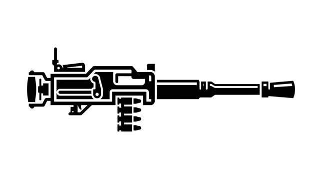 Black Machine Gun Silhouette Icon Vector Illustration