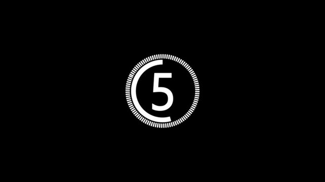 Simple countdown timer of 10 second on black background. 4K Video