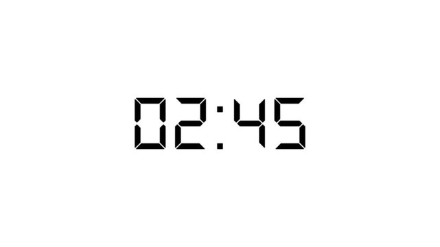 Countdown timer animation of 3 minutes on transparent background with alpha channels, 3 minutes countdown timer animation, countdown video.